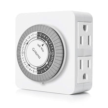 Load image into Gallery viewer, G-Homa Timer Outlet Electric Indoor with 2 Grounded Outlet,Plug-in 24-Hour Mechanical Timers ,Daily On/Off Cycle,Energy Saving for Lamps, Seasonal, Christmas String Lights and Holiday Decorations
