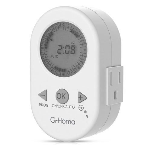 G-Homa Timers for Electrical outlets,30 Minute Intervals,Easy to Set,2 Grounded Outlets, Use for Aquarium, Grow Light, Hydroponics, Pets, Home, Kitchen, Office, Appliances, 15A/1875W