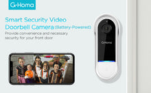 Load image into Gallery viewer, 100% Wireless &amp; Easy to Install: G-Homa Wi-Fi video doorbell camera comes with Two upgraded 3350mAh high-capacity rechargeable li-ion battery,will support it works 4-6 months after one full charge if it detects human figure 10/20 times per day.You can easily install the doorbell in five minutes without any complicated tool.Only works with 2.4GHz WiFi(not support 5Ghz Wifi)
