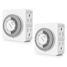 Load image into Gallery viewer, Indoor 3-Prong Electrical Timer Dual Outlets - 2Pack
